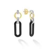 LAGOS "Signature Caviar" Diamond & Ceramic Link Drop Earrings