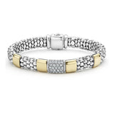 LAGOS "High Bar" 9mm Gold Diamond Station Caviar Bracelet