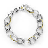 LAGOS "Signature Caviar" Two Tone Link Medium Diamond Bracelet