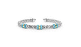 "Blue Caviar" Station Blue Ceramic Versa Torque Bracelet