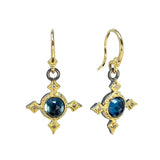 Arementa London Blue Topaz Crivelli Cross Drop Earrings