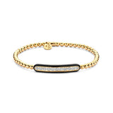 Hulchi Belluni "Tresore" 18kt Gold Black Enamel Bar Diamond Stretch Bracelet