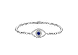 Evil Eye Diamond and Sapphire Bracelet in 18kt White Gold