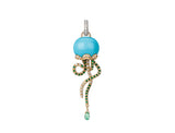 Chantecler Campanelle Marinelle Medusa pendant in 18K yellow and white gold with diamonds, emeralds, sapphire, and turquoise.