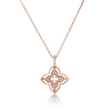 Roberto Coin “Venetian Princess” 18kt Rose Gold Diamond Flower Pendant Necklace