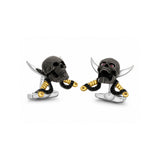 Skull and Swords Cufflinks With Ruby Eyes