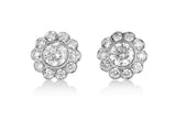 Diamond Flower Stud Earrings in Platinum