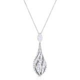 Diamond Drop Pendant Necklace in Platinum