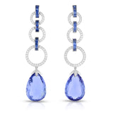 Diamond, Sapphire & Tanzanite Drop Earrings