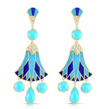 Diamond & Turquoise Enamel Drop Earrings