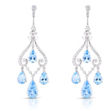 Aquamarine & Diamond Drop Platinum Earrings