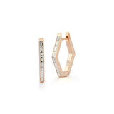 "Quentin" 18kt Yellow Gold Diamond Hexagon Hoop Earrings