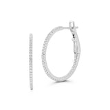 14kt White Gold Hoop Diamond Earrings