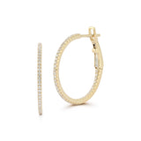 14kt Yellow Gold Hoop Diamond Earrings