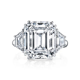 Platinum Three-Stone Emerald-Cut Diamond Ring
