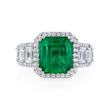 Colombian Emerald & Diamond Platinum Ring