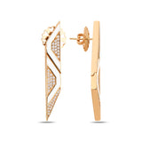 Shield Index Drop Earrings - White Enamel in 18kt Rose Gold