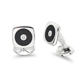 Deakin & Francis Sterling Silver Cufflinks With Onyx And Diamond