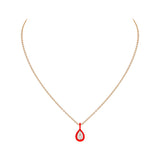 Etho Maria Diamond & Red Ceramic Pendant Necklace in 18kt Rose Gold