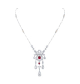 Louis Anthony Jewelers Antique Burmese Ruby & Diamond Platinum Necklace with Seed Pearl Links