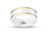Gucci "Icon" 18kt Yellow Gold Thin Band With White Zirconia, Size 6.5