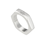Gucci Trademark Hexagon Sterling Silver Ring (7.25)