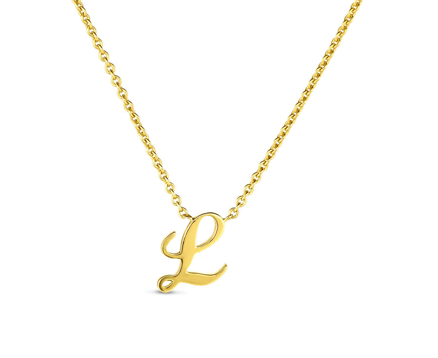 "Tiny Treasures" Small Script Initial ‘A’ Pendant On Chain