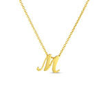 "Tiny Treasures" Small Script Initial ‘M’ Pendant On Chain
