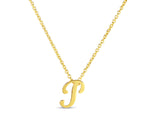 "Tiny Treasures" Small Script Initial ‘P’ Pendant On Chain