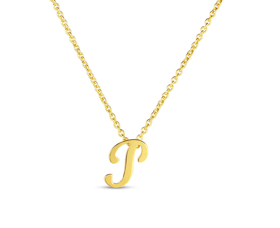 "Tiny Treasures" Small Script Initial ‘P’ Pendant On Chain