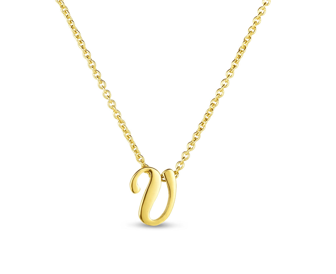 "Tiny Treasures" Small Script Initial ‘V’ Pendant On Chain