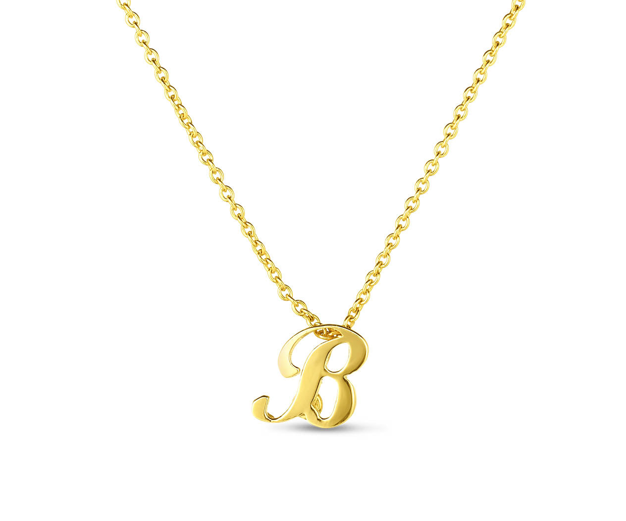 Roberto Coin "Tiny Treasures" Small Script Initial ‘B’ Pendant On Chain