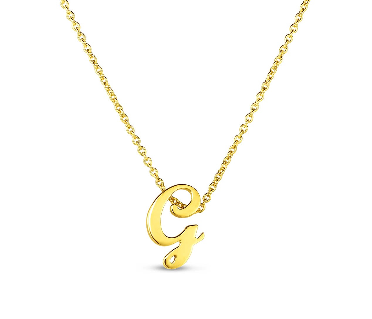 Roberto Coin "Tiny Treasures" Small Script Initial ‘G’ Pendant On Chain