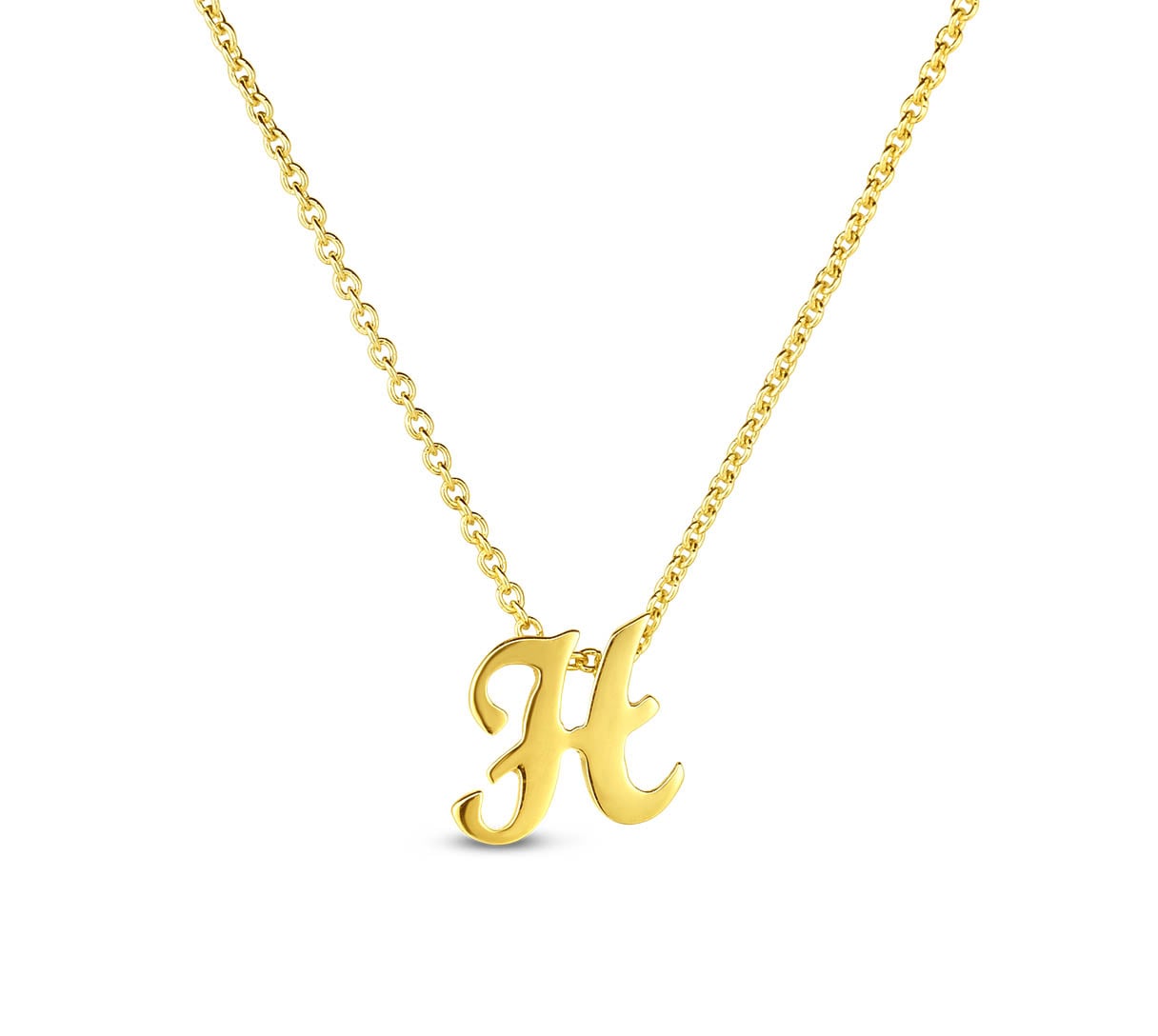 Roberto Coin "Tiny Treasures" Small Script Initial ‘H’ Pendant On Chain