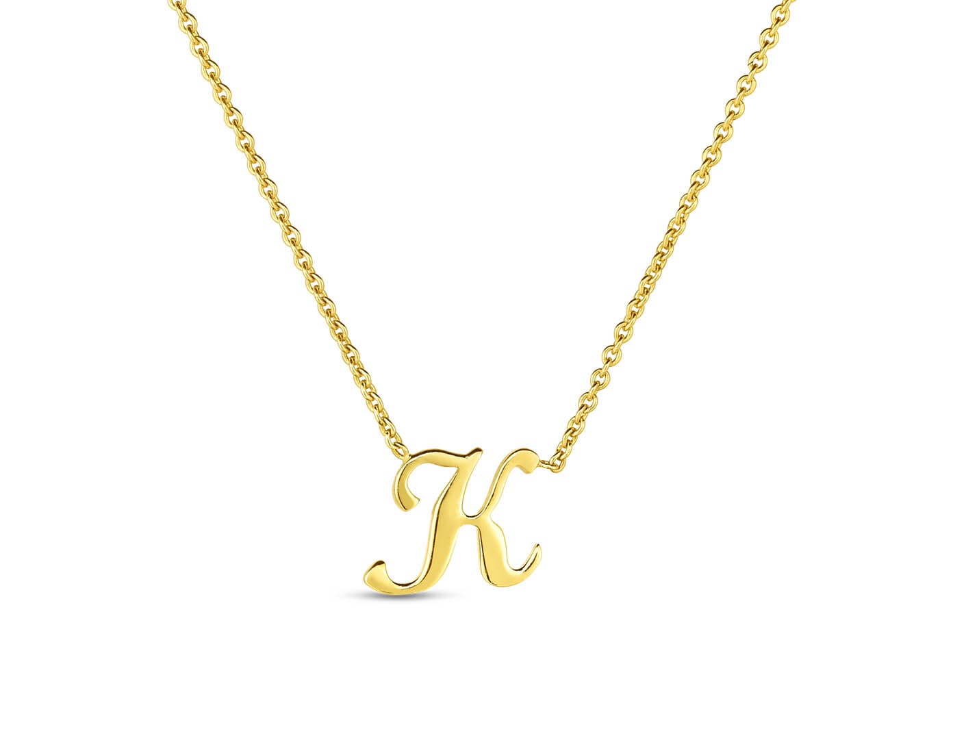 Roberto Coin "Tiny Treasures" Small Script Initial ‘K’ Pendant On Chain