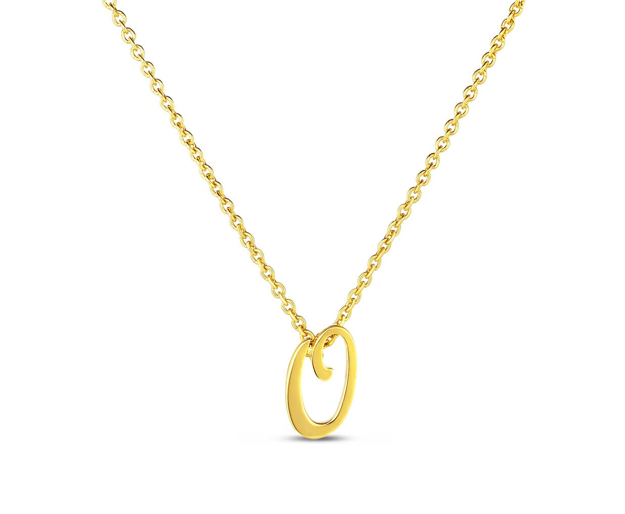 Roberto Coin "Tiny Treasures" Small Script Initial ‘O’ Pendant On Chain