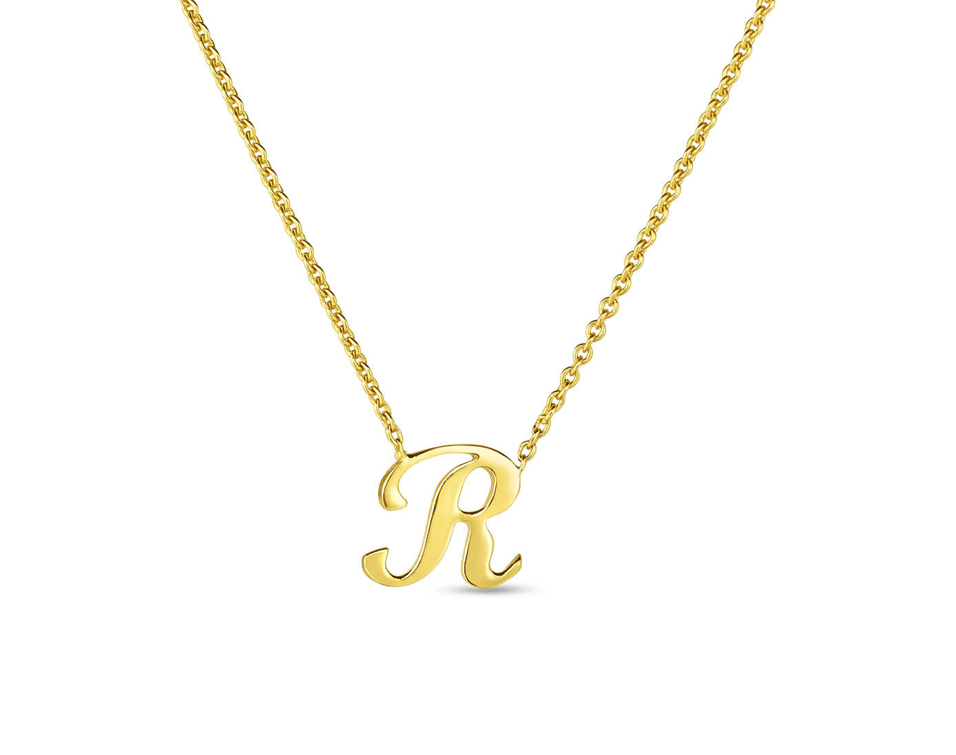 Roberto Coin "Tiny Treasures" Small Script Initial ‘R’ Pendant On Chain