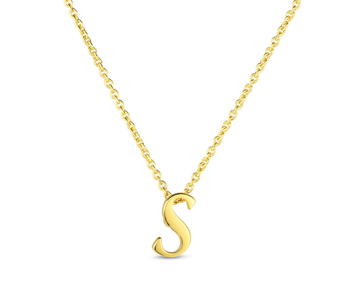 Roberto Coin "Tiny Treasures" Small Script Initial ‘S’ Pendant On Chain