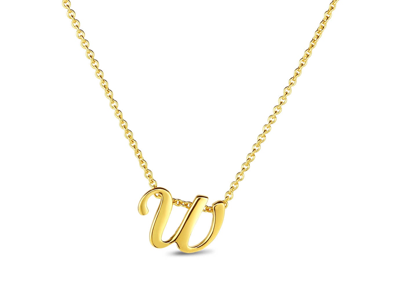 Roberto Coin "Tiny Treasures" Small Script Initial ‘W’ Pendant On Chain