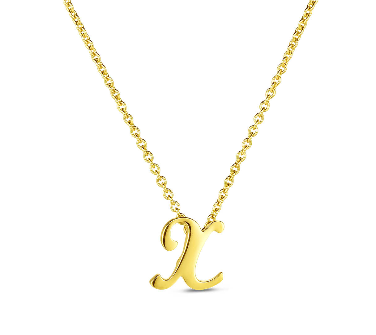 Roberto Coin "Tiny Treasures" Small Script Initial ‘X’ Pendant On Chain