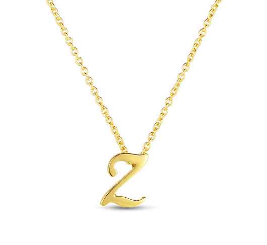 Roberto Coin "Tiny Treasures" Small Script Initial ‘Z’ Pendant On Chain