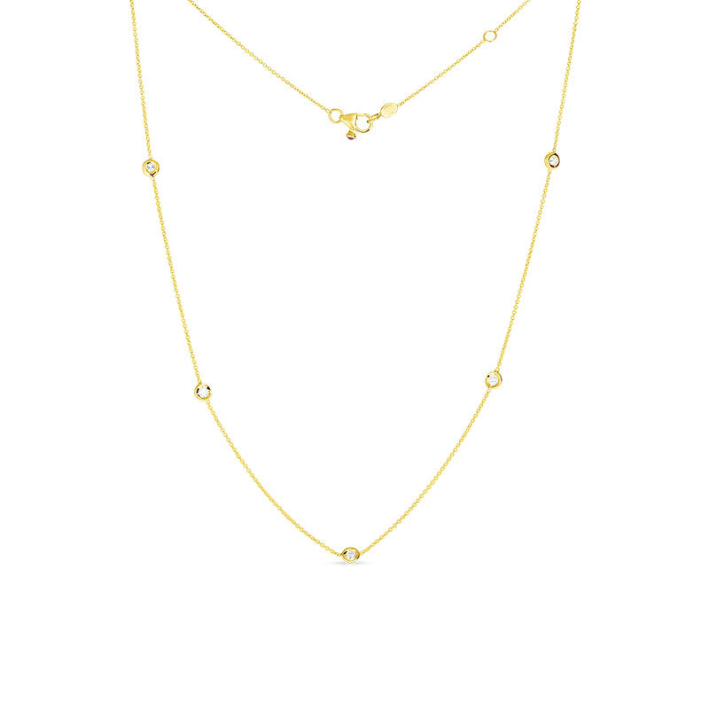 Roberto Coin "Diamonds by the Inch" Women's 18kt Yellow Gold Necklace with 5 Diamond Stations