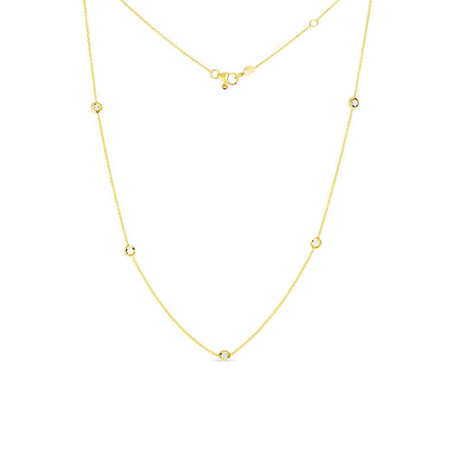 Roberto Coin "Diamonds by the Inch" Women's 18kt Yellow Gold Necklace with 5 Diamond Stations