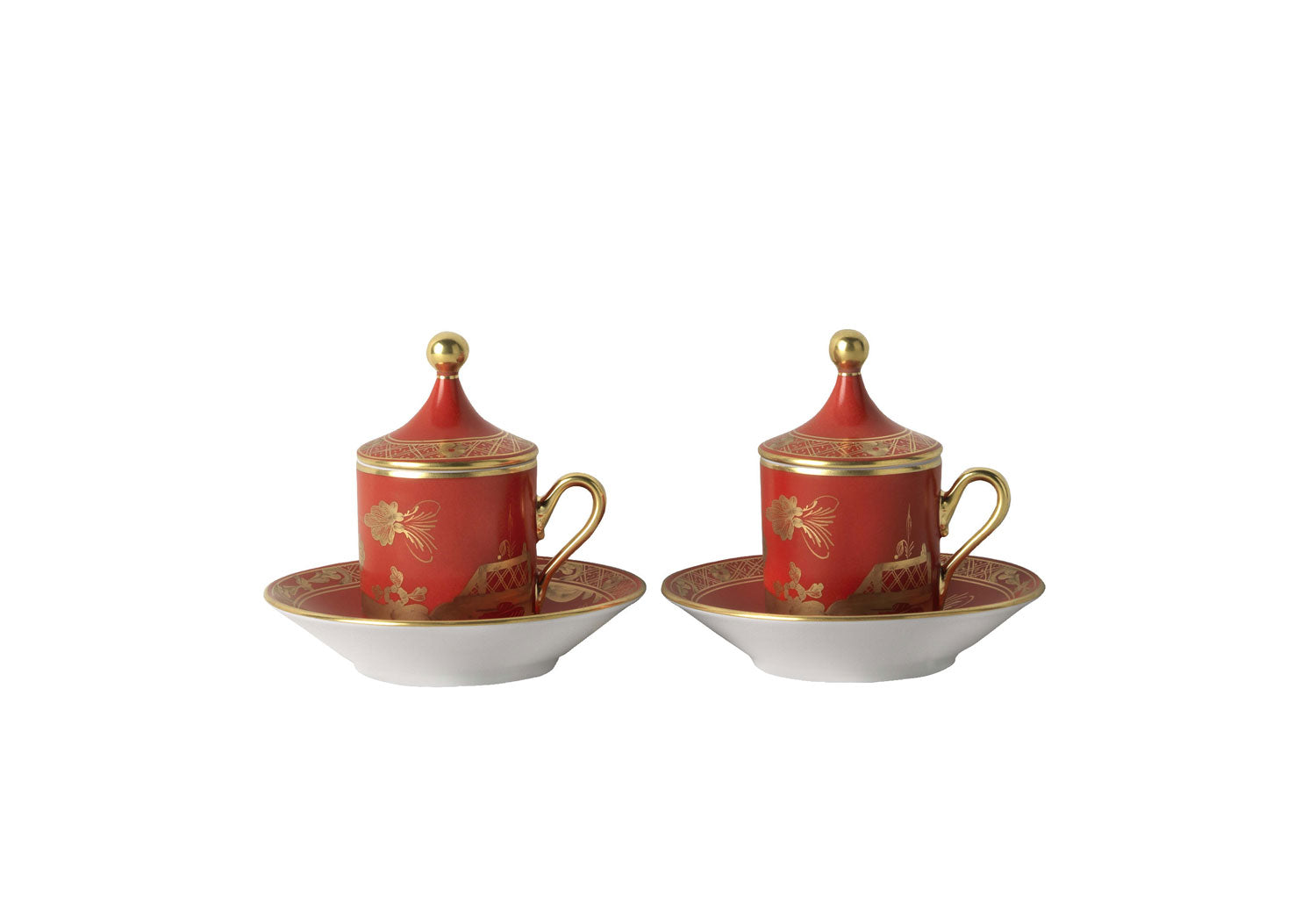 Richard Ginori 1735 "Oriente Italiano" Rubrum Coffee Set For Two