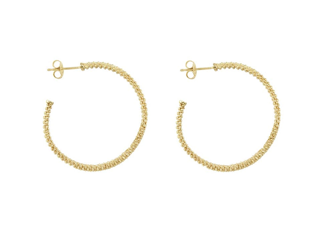 "Caviar Gold" Caviar Hoop Earrings in 18kt Yellow Gold