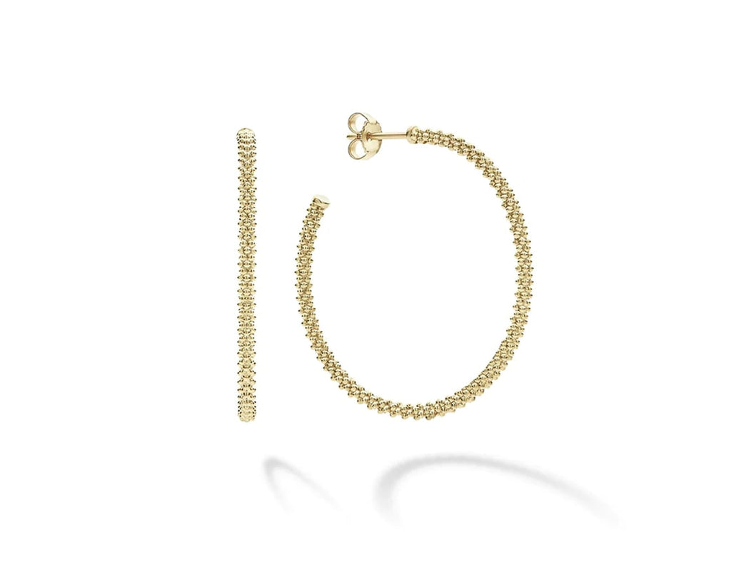 LAGOS " Caviar Gold" Caviar Hoop Earrings in 18kt Yellow Gold