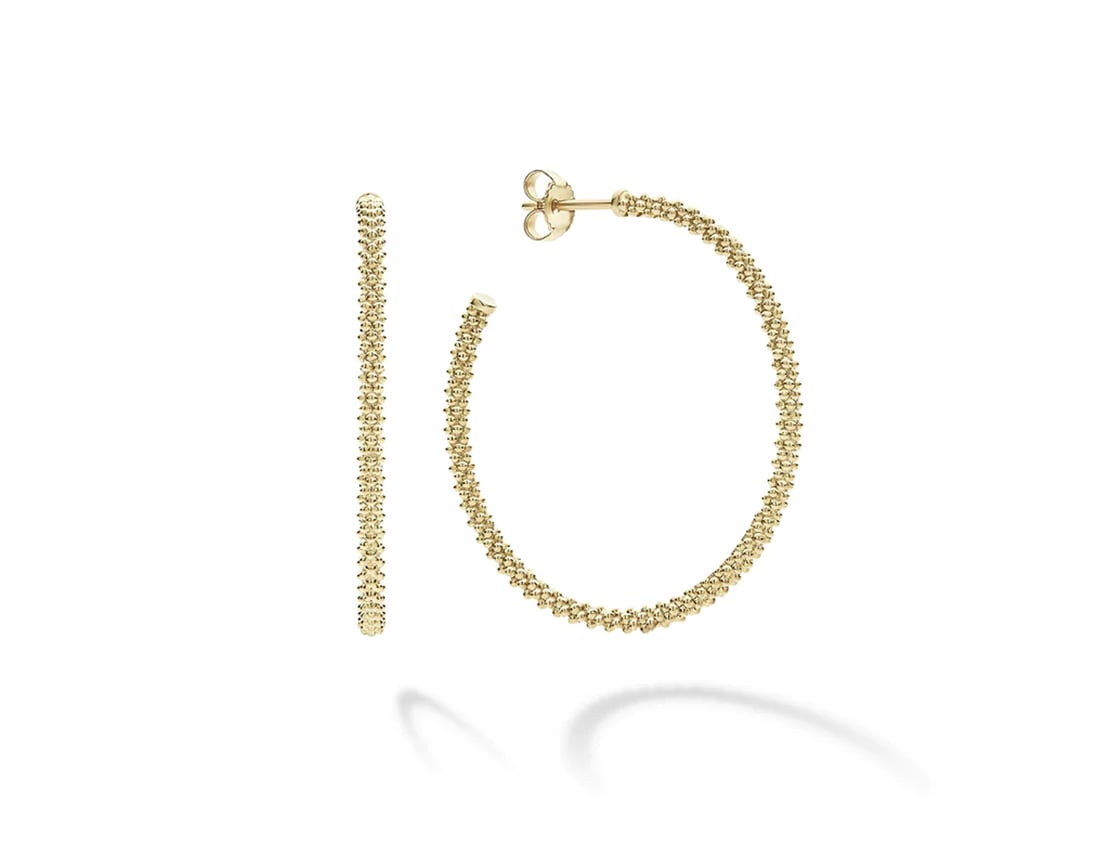 LAGOS " Caviar Gold" Caviar Hoop Earrings in 18kt Yellow Gold