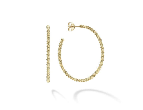 LAGOS " Caviar Gold" Caviar Hoop Earrings in 18kt Yellow Gold