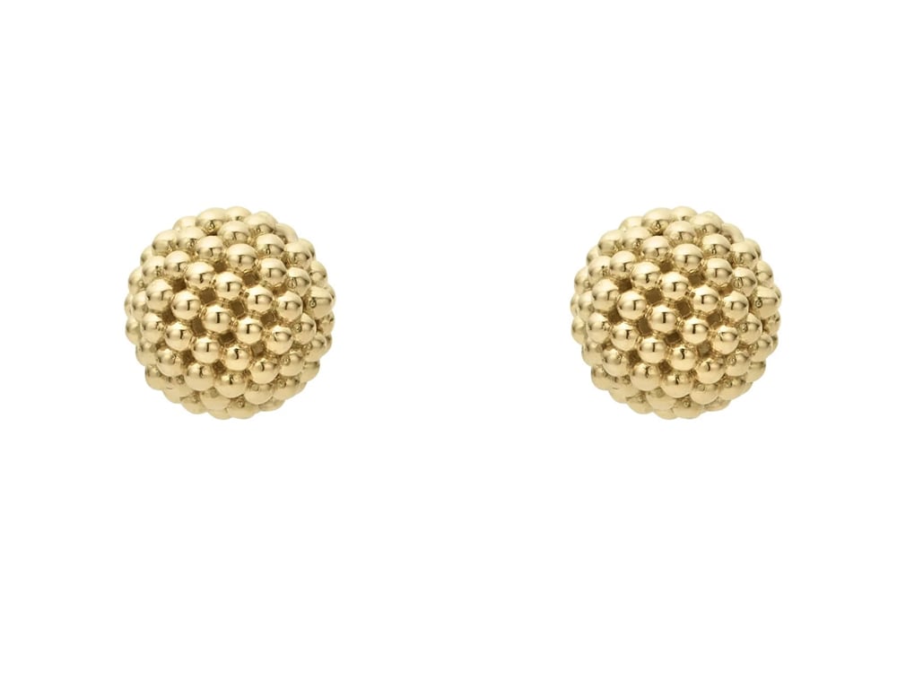 "Caviar Gold" Beaded Stud Earrings in 18kt Yellow Gold