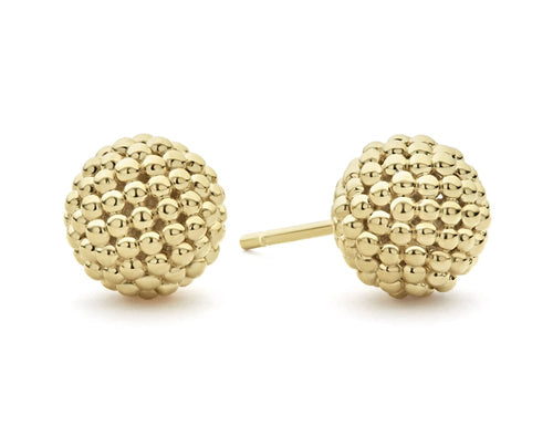 LAGOS "Signature Caviar" Beaded 18kt Yellow Gold Stud Earrings